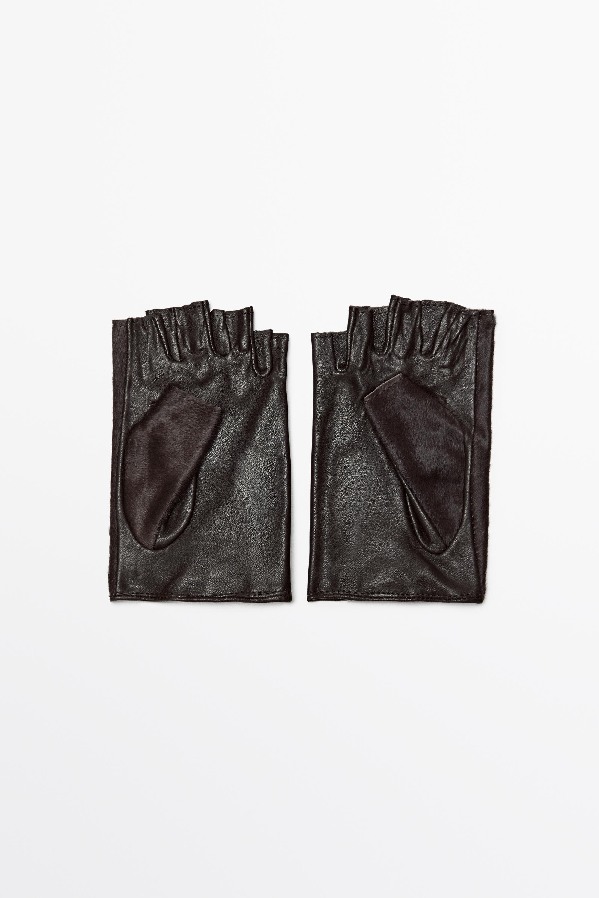 Gants style motard en cuir et fourrure
